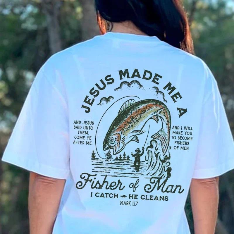 Vintage Fashion Fisher of Men Back Print Women Tops Christia