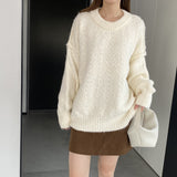 Women Winter Knitted Sweater Loose Sweater Autumn and Winter Loose-Fitting Long Sleeve Sweater 6t3602