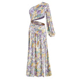 Women Dresses Summer Sexy One-Shoulder Long Sleeve Floral Dress Dress (Zns0409)