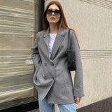 Women Trench Coat Autumn and Winter Gray Simple
