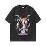 Retro washed old cotton t-shirt men's ONE PIECE loose short sleeves