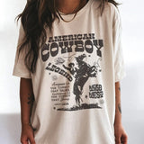Cowboy Graphic T-Shirts Summer Women 70s Retro T Shirt