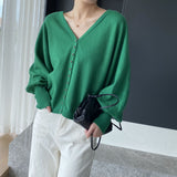Women's Cardigan Sweater Autumn Loose V-neck Women's Coat Top 8t8238