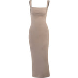 Women Dresses Knitted Sexy Backless Spaghetti Straps Dress Long Dress