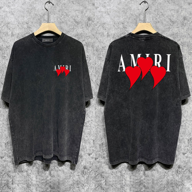 Amiri T-shirt Washed and Worn Retro Short Sleeve T-shirt