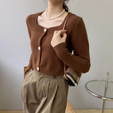 Women Cardigan Sweater Autumn Sweater Cardigan Retro Square Collar Knitwear Top Short Coat 8t8183