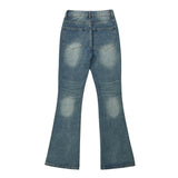 Women Pants Decorative Rivets Flared Jeans Wide Leg Trousers