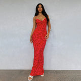 Women Dresses Summer Slim Fit Dress Sexy Print Backless Slip Dress