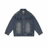 Unisex Jacket Autumn Color Buckle Denim Jacket