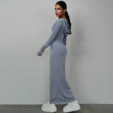 Women Dresses Winter Slim-Fit Hood Sports and Leisure Dress