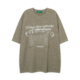 Men T Shirt Embroidered Distressed Short-Sleeved T-shirt