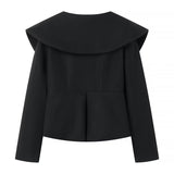 Women Tops Spring/Summer Lapel Zipper V-neck Short Coat Solid Color Top