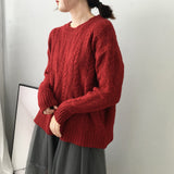 Women Winter Knitted Sweater Autumn Long Sleeve Sweater round Neck Sweater 8t3007