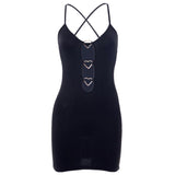 Women Dresses Spring Hollow-out Camisole Sheath Dress (Bla0420)