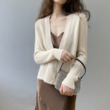 Women Cardigan Sweater Autumn Winter Retro Twist Knitted Cardigan Jacket V-neck Long Sleeve Sweater 8t3102