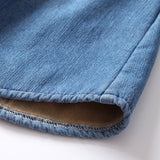 Women Jacket Autumn and Winter Loose Vintage Fleece-Lined Denim Shirt