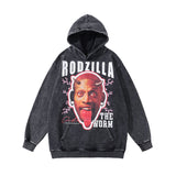 Men Hoodie Anime Hoodie Hip Hop Washed and Worn Hooded Sweatshirt