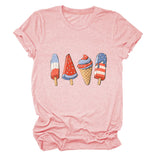 Crew neck short sleeve ice cream popsicle print personalized summer T-shirt