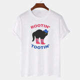 Western Vintage Cowboy Cat T Shirt Women Cotton Short Sleeve