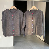 Women Cardigan Sweater Spring Cardigan Long Sleeve Loose Button Sweater Vest A680