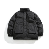 Unisex Winter Cotton Coat Three-Dimensional Pocket Decoration Workwear Cotton Coat Retro Stand-up Collar Cotton-Padded Clothes