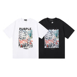 Purple Brand T Shirts Spring/Summer Painted Print Men's and Women's Casual Short-Sleeved T-shirt