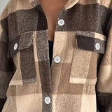 Women Trench Coat Retro Plaid Coat Autumn and Winter Loose