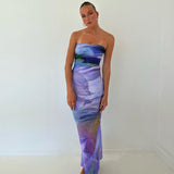 Women Dresses Summer Printing Slim Fit Backless Dress