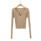 Women Sweater Knitwear V-neck Long-Sleeve Knitwear Spring and Autumn Thin Cardigan Sweater