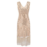 Flappers 1920S Dress Vintage Sequins Dress Deep V-neck Tassel Wedding Dress
