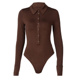 Women Jumpsuit Autumn Winter Sexy Button Lapel Long Sleeve Jumpsuit