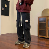 Men Jeans Black Working Wear Jeans Men's Autumn Wide-Leg Straight Pants