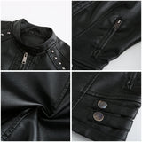Red Leather Jacket Women's Rivet Leather Coat Spring and Autumn Jacket