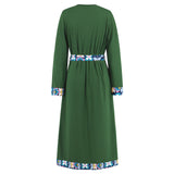 Women Date Dress Long Sleeve Thin-Strap Nightgown Autumn and Winter Broken Lace Cardigan Long Coat