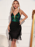 Women Evening Gown Sexy Retro Sequins Dress