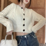 Women Knitwear Autumn and Winter round Neck Sweaters Cardigan
