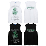 Men Vest Summer Letter Graffiti Vest Loose Sleeveless T-shirt