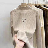 Women Knitted Pullover Turtleneck Sweater Women's Loose Sweater Autumn Winter Coat