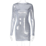 Women Dresses Sexy Slim Fit round Neck Long Sleeves Dress