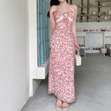 Women Dresses Spring Long Skirt Slim Floral Strap Dress (Csm202403)