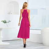 Women Date Dress Sexy Slim-Fit Pleated Dress Summer Dress