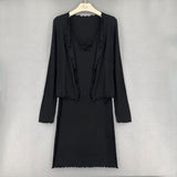 Women Dresses Hip Skirt Open Collar Vest Sling Dress Suit