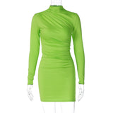 Women Dresses Spring Pleated Slim-Fit Sheath Dress