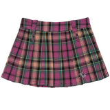 Women Skirt Plaid Pleated Skirt Girls Summer Casual Miniskirt Embroidered A- line Skirt