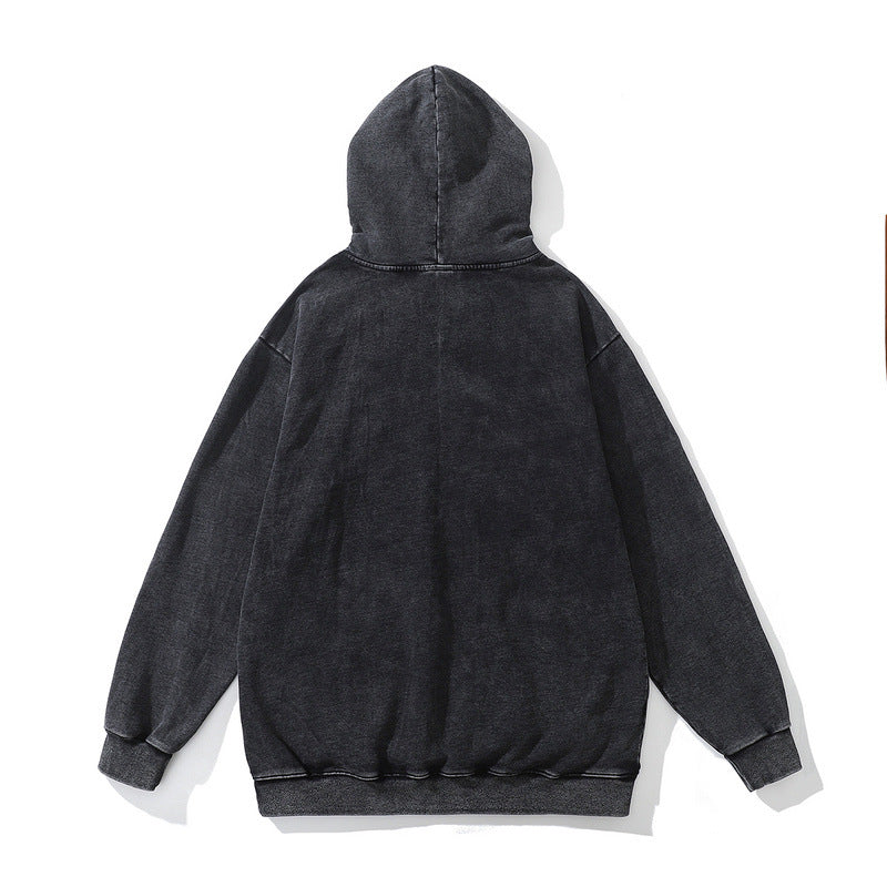 Men Hoodie Autumn and Winter Terry Worn Looking Washed-out Hooded Sweater