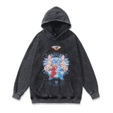 Men Hoodie Vintage Distressed Printed Hoodie Loose Oversize