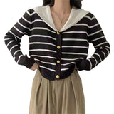 Women Knitwear Autumn and Winter Striped Sweaters Cardigan