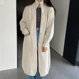 Women Cardigan Sweater Autumn Turtleneck Sweater Long Cardigan Coat Loose Button Woolen Skirt A2215