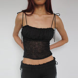 Women Tops Summer Sexy Slim Fit Spaghetti Straps Knitted Top (Csm202404)