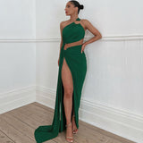 Women Dresses Autumn Sexy Backless Hollow-out Tube Top Split Dress